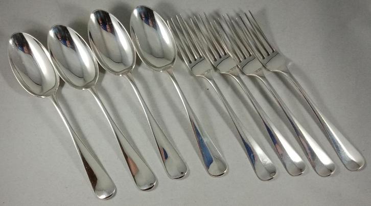 4 zilveren dessert couverts Hollands glad  massief 835, Antiek en Kunst, Antiek | Goud en Zilver, Zilver, Verzenden