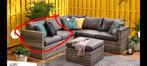Te koop loungebank met kussens, Tuin en Terras, Ophalen, Gebruikt, Wicker, Bank