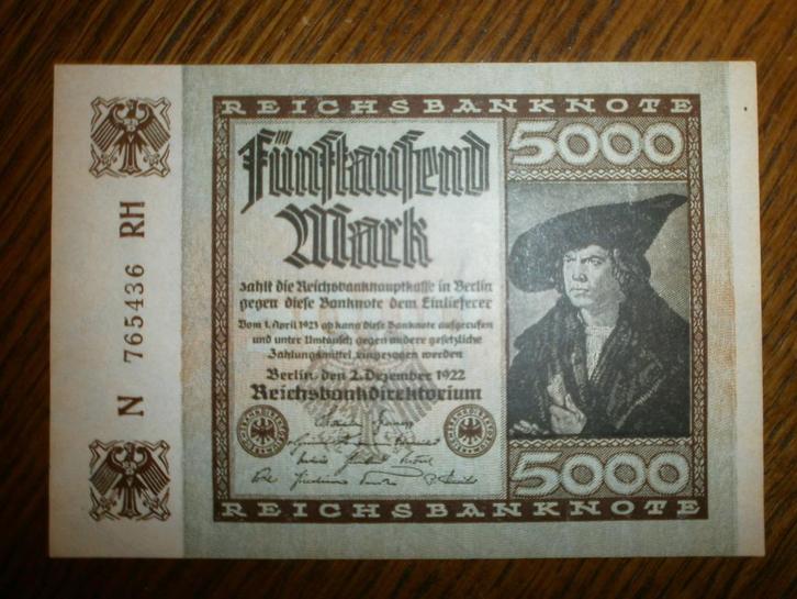 Duitsland 5000	Mark	1922 UNC-, Postzegels en Munten, Bankbiljetten | Europa | Niet-Eurobiljetten, Duitsland, Ophalen of Verzenden