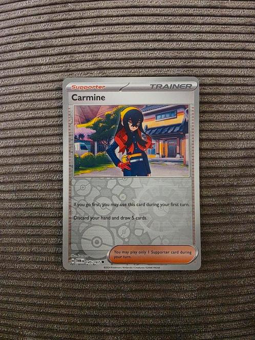 Carmine 145/167 reverse holo, twilight masquerade NM, Hobby en Vrije tijd, Verzamelkaartspellen | Pokémon, Zo goed als nieuw, Losse kaart