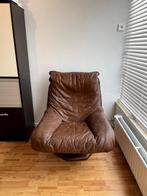 Leren draaifauteuil (bruin), Huis en Inrichting, Ophalen, Gebruikt, 75 tot 100 cm, Leer