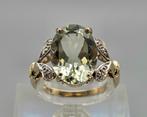 Gouden Vintage ring groene amethist en diamant. 2025/655, 18 tot 19, ., Ophalen of Verzenden, Zo goed als nieuw