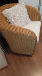 Mooie Stevige Rieten Stoel met Zitkussen, Huis en Inrichting, Fauteuils, Ophalen, Zo goed als nieuw, Minder dan 75 cm, 50 tot 75 cm