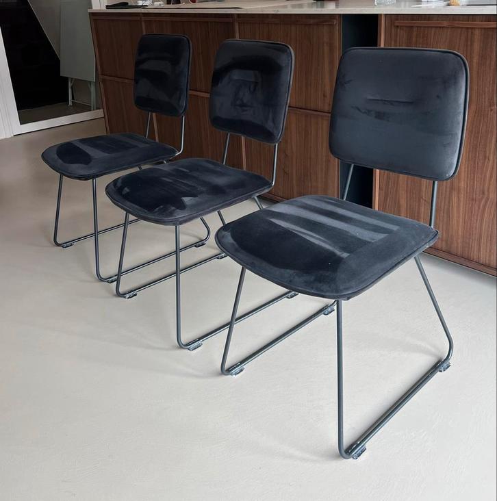 3 Eettafel Stoelen Antraciet - Stijlvol en Comfortabel, Huis en Inrichting, Stoelen, Gebruikt, Drie, Metaal, Zwart, Ophalen