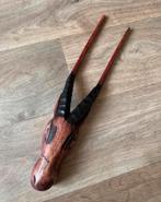 Houten Antilope Beeld - Handgesneden, Antiek en Kunst, Kunst | Beelden en Houtsnijwerken, Ophalen of Verzenden