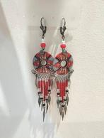 Vintage etnische oorbellen 925 sterling zilver bohemian, Met kristal, Hangers, Overige kleuren, Verzenden