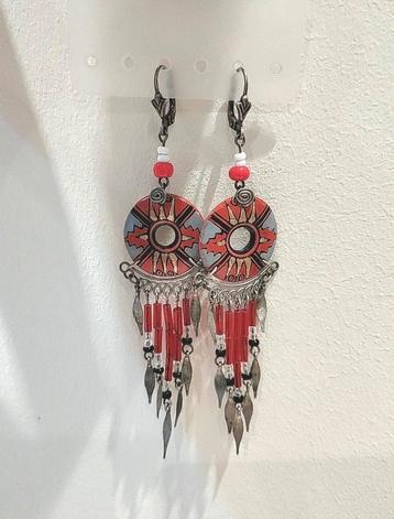 Vintage etnische oorbellen 925 sterling zilver bohemian  beschikbaar voor biedingen