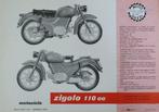 Folder MOTO GUZZI Zigolo 110CC 1959, Ophalen of Verzenden, Moto Guzzi