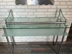 Rvs met glas voor in de Hal, Huis en Inrichting, Tafels | Sidetables, Ophalen, Gebruikt, Glas, Design