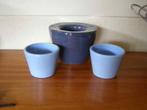 3 blauwe bloempotten, Tuin en Terras, Bloempotten, Rond, Ophalen of Verzenden, Zo goed als nieuw, Aardewerk