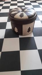 Vintage skai poef, Ophalen, Minder dan 50 cm, Gebruikt, Rond