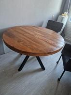 Mooie ronde eettafel van mango hout - 120cm, Huis en Inrichting, Tafels | Eettafels, Gebruikt, Rond, Vier personen, Industrieel