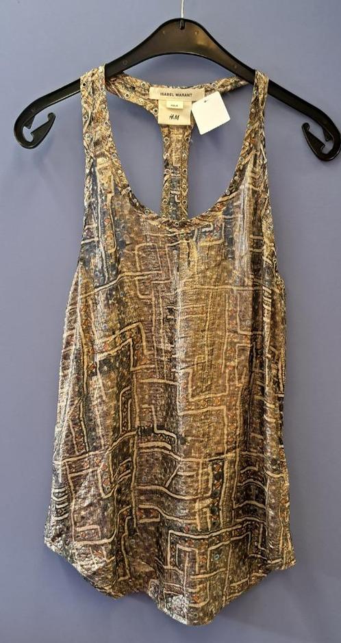 Isabel Marant x H&M metallic racerback top 66% zijde S 46454, Kleding | Dames, Tops, Zo goed als nieuw, Maat 36 (S), Bruin, Zonder mouw