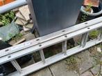 Aluminium ladder 2x9 treden - defect, Ophalen, Gebruikt, Ladder, Opvouwbaar of Inschuifbaar