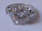 ZILVEREN RING m. GROTE " DIAMANT " SOLITAIR ( ZIRKONIA) 5 CR, 18 tot 19, Gebruikt, Verzenden, Dame