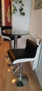 bartafel met 2 mooie chrome barkrukken, Ophalen, Zo goed als nieuw, 90 cm of meer, In hoogte verstelbaar