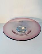 Glazen jaren 70 schaal , glaskunstenaar Jaroslav Wasserbauer, Gebruikt, Schaal, Rond, Ophalen of Verzenden