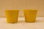 2 stuks gele bloempotten 47361, Gebruikt, Rond, Ophalen of Verzenden, Aardewerk