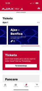 Ajax - Benfica 2 tickets vak 409 LAAG, Twee personen, September