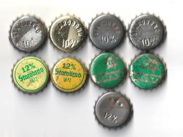 9 oude kroonkurken bierdoppen bier kurk Tsjechoslow '60-'80