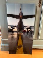 Unieke foto plexiglas staart Fokker 50 op Hamburg airport, Ophalen, Gebruikt, 100 tot 150 cm, Rechthoekig