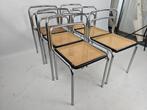 Set van 6 Italiaanse stoelen met buisframe chroom en webbing, Twee, Gebruikt, Ophalen of Verzenden, Zwart
