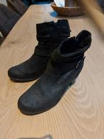 Zwarte enkellaarsjes met hak - maat 39, Ophalen of Verzenden, Zo goed als nieuw, Zwart, Lage of Enkellaarzen