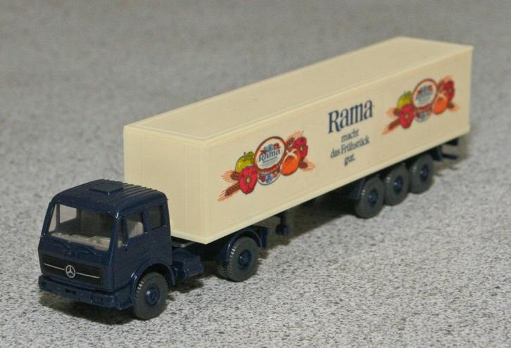 Mercedes Benz vrachtwagen. Rama margarine. Wiking., Hobby en Vrije tijd, Modelauto's | 1:87, Zo goed als nieuw, Bus of Vrachtwagen