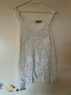 Vintage wit gehaakt topje boho hippie festival bloemen 38 36, Wit, Ophalen of Verzenden, Zo goed als nieuw, Vintage