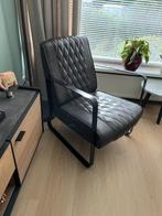 Fauteuil zwart kunstleer, Huis en Inrichting, Ophalen, Minder dan 75 cm, Zo goed als nieuw, Metaal