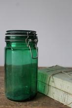 Oude Franse brocante weckpot met klem groen *Pronck & Praal*, Ophalen of Verzenden