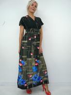 *Abfab Vintage 70's Maxi Jurk met Print 40*, Maat 38/40 (M), Zwart, Ophalen of Verzenden, Zo goed als nieuw