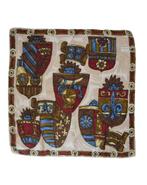 Vintage zijde designer foulard, beige/bordeaux, Verzenden, Maat 46/48 (XL) of groter, Zo goed als nieuw, Sjaal