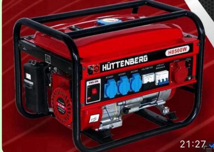 Hüttenberg H8500 €149,95  NIEUW, Doe-het-zelf en Verbouw, Aggregaten, Nieuw, Benzine, Minder dan 5 kVA, Ophalen