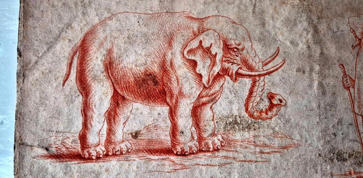 Origineel 18e eeuws blad met 'studie' tekeningen, Antiek en Kunst, Antiek | Boeken en Bijbels, Verzenden