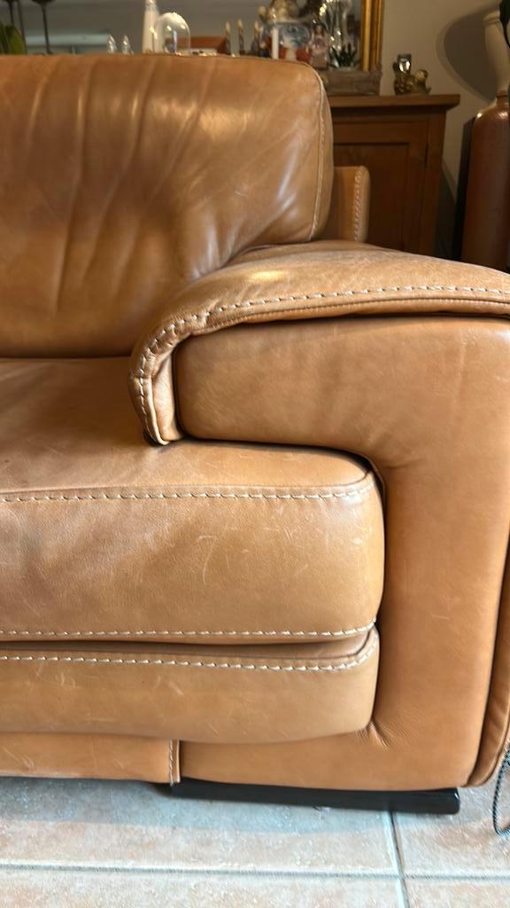 Natuzzi Dallas 2 zitter cognac kleur tweezits bank, Huis en Inrichting, Banken | Bankstellen, Zo goed als nieuw, Tweepersoons