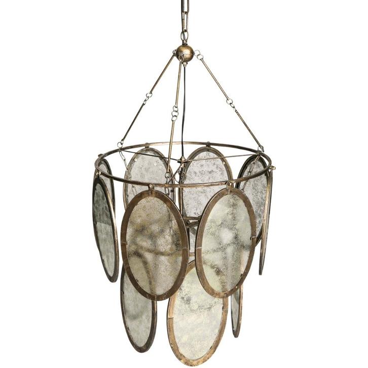 PTMD hanglamp Dairen goudkleurig 94 cm (Nieuw in doos), Huis en Inrichting, Lampen | Hanglampen, Nieuw, 50 tot 75 cm, Glas, Metaal