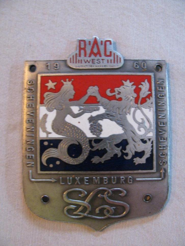 4 SLS Scheveningen Luxemburg Rallye Rally badge 1960, Verzamelen, Automerken, Motoren en Formule 1, Gebruikt, Auto's, Ophalen of Verzenden