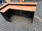 Houten Bar met Steigerbuis Voetsteun, Ophalen, Gebruikt