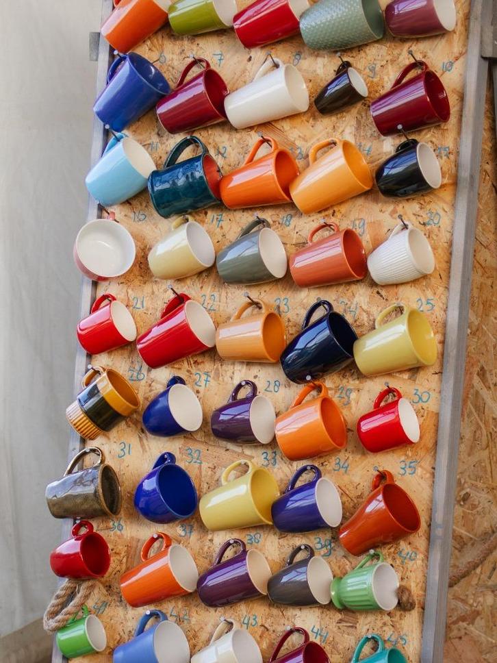 Bruiloft decoratie, kopjes stand, bamboe stokjes!, Huis en Inrichting, Keuken | Servies, Zo goed als nieuw, Kop(pen) en/of Schotel(s)