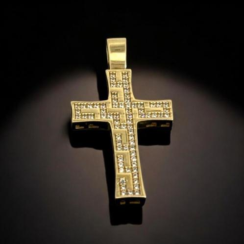 Prachtig Gouden Kruis - 14 karaat, Sieraden, Tassen en Uiterlijk, Kettinghangers, Nieuw, Goud, Overige voorstellingen, Ophalen of Verzenden