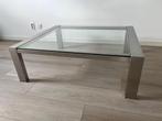 Salontafel RVS met glazen blad, Huis en Inrichting, Tafels | Salontafels, Ophalen, 100 tot 150 cm, 50 tot 100 cm, Zo goed als nieuw