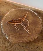 Vintage amber glazen schaaltje-3 vaks - jaten 60/70, Ophalen of Verzenden