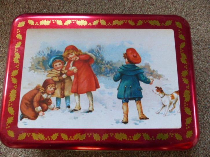 Koekblik nostalgisch kerstblik kersttrommel Blikken, Verzamelen, Blikken, Zo goed als nieuw, Koek(jes), Ophalen of Verzenden