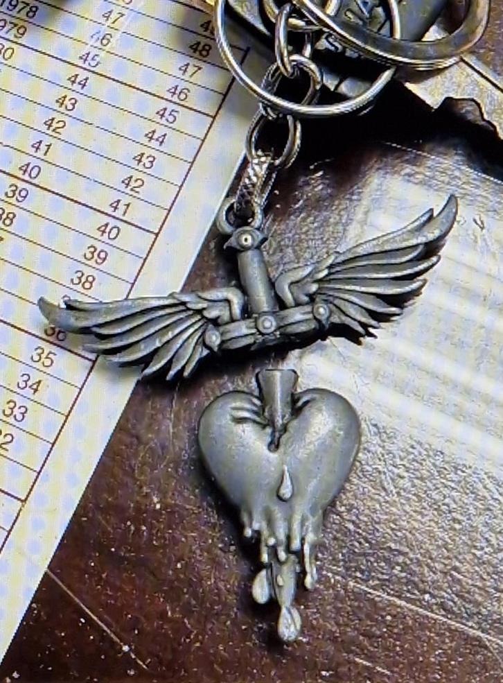 GEZOCHT: Bon Jovi Heart & Dagger Sleutelhanger / Keychain, Verzamelen, Muziek, Artiesten en Beroemdheden, Zo goed als nieuw, Gebruiksvoorwerp