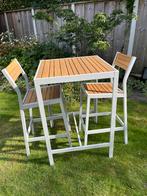 IKEA Själland bartafel + 2 barkrukken, Aluminium, Zo goed als nieuw, Tuinset, Ophalen