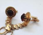 Stacey Noble, vintage manchetknopen doublé met rode steen, Sieraden, Tassen en Uiterlijk, Manchetknopen, Ophalen, Zo goed als nieuw