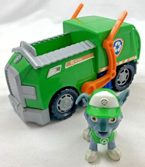 Paw Patrol Rocky figuur met vuilniswagen recycle truck auto, Kinderen en Baby's, Speelgoed | Actiefiguren, Zo goed als nieuw, Verzenden