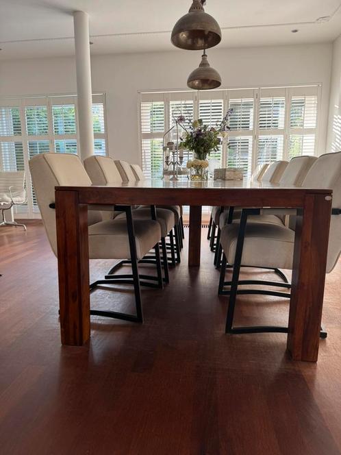 Grote eettafel 3 mtr x 1,2 mtr + 8 stoelen, Huis en Inrichting, Tafels | Eettafels, Zo goed als nieuw, 100 tot 150 cm, 200 cm of meer