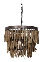 Prachtige natuurlijke hanglamp driftwood, Huis en Inrichting, Lampen | Kroonluchters, Ophalen, Zo goed als nieuw, Metaal